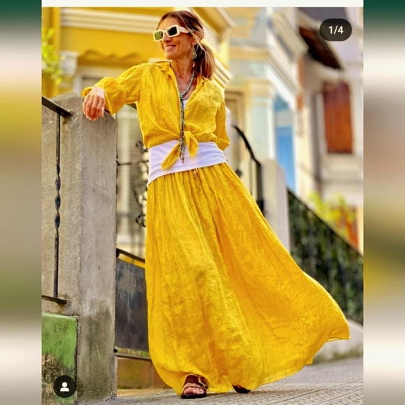 ZARA * Set Maxi Long  Ramie Boho Skirt and Knotted Shirt - Picture 8 of 16